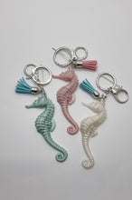 Load image into Gallery viewer, Sparkly Resin Seahorse Tassel Keychains