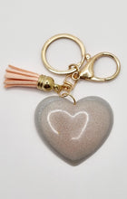 Load image into Gallery viewer, Resin Sparkle Pastel Love Heart Gold Tassel Keychains