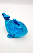 Load image into Gallery viewer, Handcrafted Resin Whale Figurines in Vivid Rainbow or Ocean Glitter