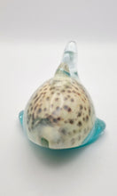 Load image into Gallery viewer, Handcrafted Resin Whale Figurine Featuring A Large Vintage Cowrie Seashell