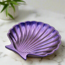 Load image into Gallery viewer, Purple Holographic Clam Shell Resin Trinket Dish