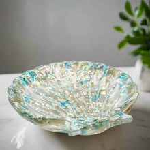 Load image into Gallery viewer, Handcrafted Clam Shell Resin Trinket Dish Featuring Abalone Shell