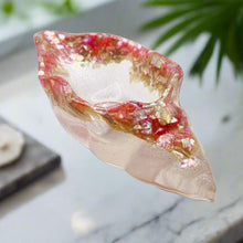 Load image into Gallery viewer, Handcrafted Seashell Shaped Resin Trinket Bowl Featuring Abalone Shell & Diamond Dust