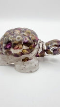 Load image into Gallery viewer, Handcrafted Resin Turtle Featuring Red Rose Buds & White Pebbles