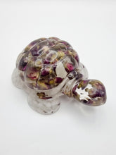 Load image into Gallery viewer, Handcrafted Resin Turtle Featuring Red Rose Buds & White Pebbles