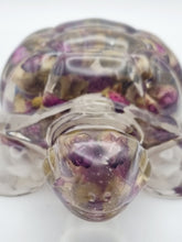 Load image into Gallery viewer, Handcrafted Resin Turtle Featuring Red Rose Buds & White Pebbles