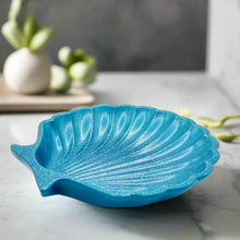 Load image into Gallery viewer, Handcrafted Glittery Turquoise Clam Shell Resin Trinket Dish