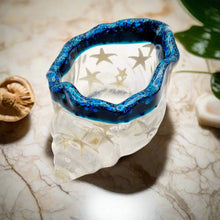 Load image into Gallery viewer, Handcrafted Seashell Shaped Resin Trinket Bowl Featuring Glitter & Starfish