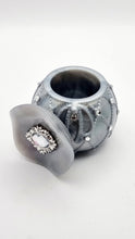 Load image into Gallery viewer, Rhinestone adorned Trinket Jars with Matching Lids Featuring a Large Rhinestone Embellishment
