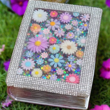 Load image into Gallery viewer, Book-shaped Floral Rhinestone Trinket Box