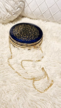 Load image into Gallery viewer, Elegant Midnight Blue & Gold Resin Clutch Featuring Gold Leaf Washi Tape