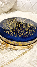 Load image into Gallery viewer, Elegant Midnight Blue & Gold Resin Clutch Featuring Gold Leaf Washi Tape