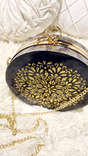 Load image into Gallery viewer, Elegant Midnight Blue & Gold Resin Clutch Featuring Gold Leaf Washi Tape