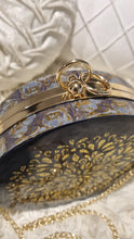 Load image into Gallery viewer, Elegant Midnight Blue & Gold Resin Clutch Featuring Gold Leaf Washi Tape