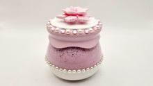 Load image into Gallery viewer, Pink Rhinestone & Pearl Flower Honey Pot Trinket Jar