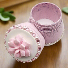 Load image into Gallery viewer, Pink Rhinestone & Pearl Flower Honey Pot Trinket Jar