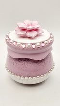 Load image into Gallery viewer, Pink Rhinestone & Pearl Flower Honey Pot Trinket Jar