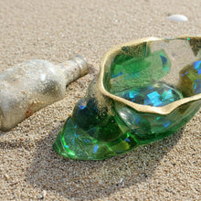 Load image into Gallery viewer, Seashell Shaped Resin Trinket Dish Featuring Seaglass