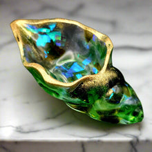 Load image into Gallery viewer, Seashell Shaped Resin Trinket Dish Featuring Seaglass