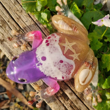 Load image into Gallery viewer, Glow-in-the-dark Pink & Purple Resin Beach Frog Figurine