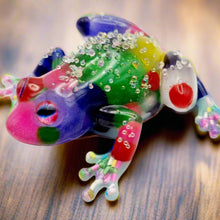 Load image into Gallery viewer, Glow-in-the-dark Pom Pom Resin Frog Figurine