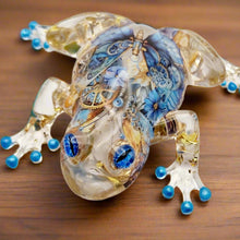 Load image into Gallery viewer, Blue Mechanical Butterfly Frog Figurine