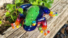 Load image into Gallery viewer, Rainbow Glass Frog Figurine Lamp