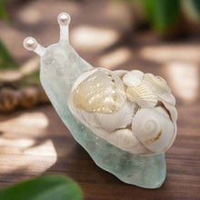 Load image into Gallery viewer, Let's Resin Snail Lamp featuring Moonstone & Crystal Quartz