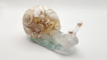 Load image into Gallery viewer, Let's Resin Snail Lamp featuring Moonstone & Crystal Quartz