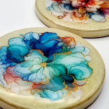 Load image into Gallery viewer, Ink Spill Coaster Set + Keychain