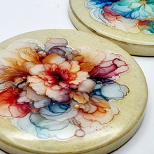 Load image into Gallery viewer, Ink Spill Coaster Set + Keychain