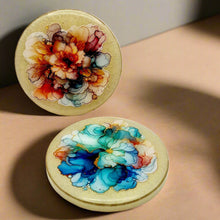 Load image into Gallery viewer, Ink Spill Coaster Set + Keychain