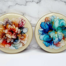 Load image into Gallery viewer, Ink Spill Coaster Set + Keychain