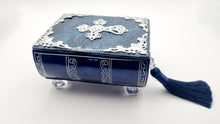Load image into Gallery viewer, Blue & Silver Embellished Book Keepsake Box