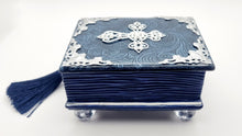 Load image into Gallery viewer, Blue & Silver Embellished Book Keepsake Box