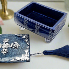Load image into Gallery viewer, Blue & Silver Embellished Book Keepsake Box