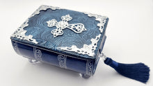 Load image into Gallery viewer, Blue & Silver Embellished Book Keepsake Box