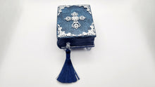 Load image into Gallery viewer, Blue & Silver Embellished Book Keepsake Box