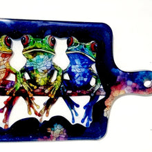 Load image into Gallery viewer, Stained Glass Resin Charcuterie Board Featuring 3 Frogs