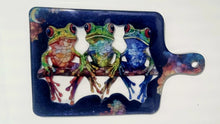 Load image into Gallery viewer, Stained Glass Resin Charcuterie Board Featuring 3 Frogs