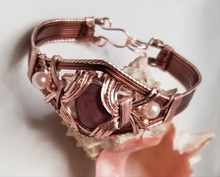 Load image into Gallery viewer, Antique Copper & Rose Gold Rhodonite Cabochon Cuff Bangle