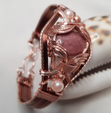 Load image into Gallery viewer, Antique Copper & Rose Gold Rhodonite Cabochon Cuff Bangle