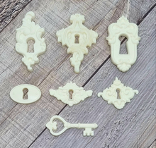 Load image into Gallery viewer, Resin French Inspired Furniture Embellishment On-lay Applique Keyholes #1