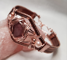Load image into Gallery viewer, Antique Copper & Rose Gold Rhodonite Cabochon Cuff Bangle