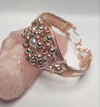 Load image into Gallery viewer, Rose Gold & Silver Beaded Diamante Bangle