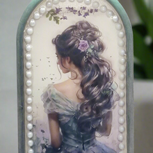 Load image into Gallery viewer, Pearl Embellished Chameleon Trinket Dish featuring a Portrait of a Lady