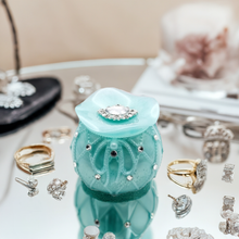 Load image into Gallery viewer, Rhinestone adorned Trinket Jars with Matching Lids Featuring a Large Rhinestone Embellishment
