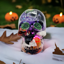 Load image into Gallery viewer, Halloween Themed Snowglobe Skull Lamp