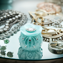 Load image into Gallery viewer, Rhinestone adorned Trinket Jars with Matching Lids Featuring a Large Rhinestone Embellishment