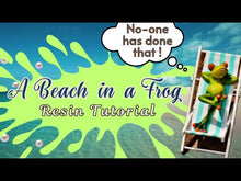 Load and play video in Gallery viewer, Beachy Resin Frog Figurine Featuring Seashells